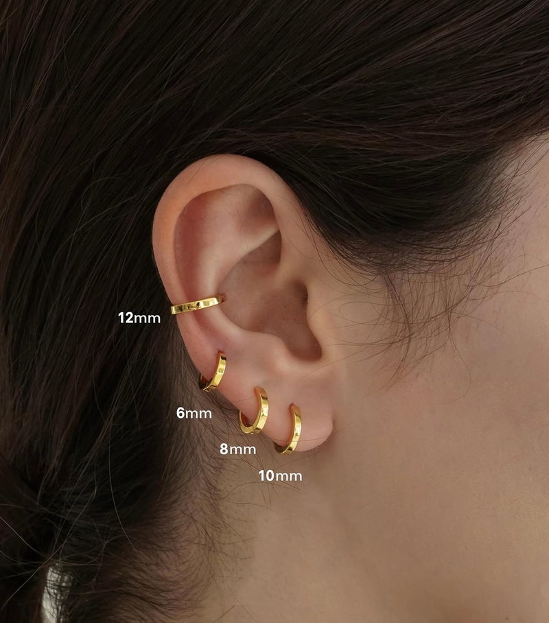Poxtex Small Gold Huggie Hoop Earrings Set for Women Men Hypoallergenic 14K Plated Stack Cartilage Earrings, Multiple Piercing Lightweight Mini Thin Cute Dainty Trendy Jewelry Set Christmas Gifts for Women - Image 2